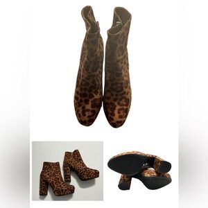 BAMBOO Brown Leopard Heeled Boots